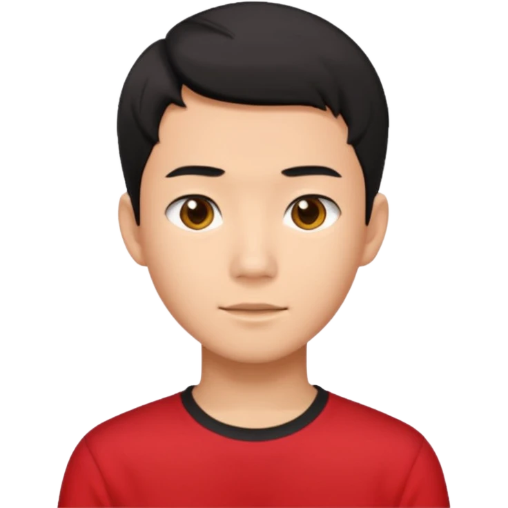 asian male teenager black short hair red shirt emoji