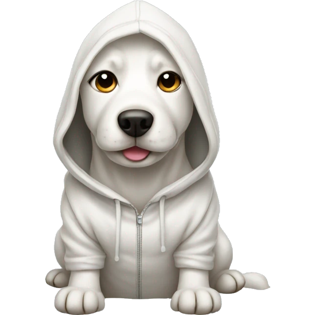 White dog wearing hoodie emoji