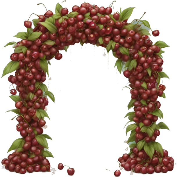 Wedding  arch made with cherry emoji