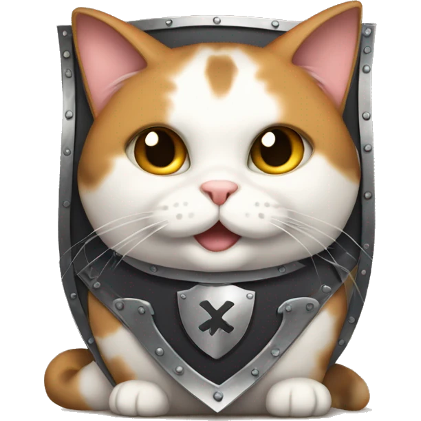 Fat calico cat with a shield  emoji