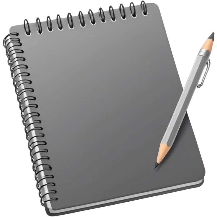 open sketchbook with a pencil above emoji