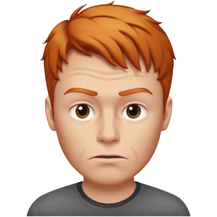 The 🤨 raised eyebrow emoji but with short ginger hair (a man) emoji