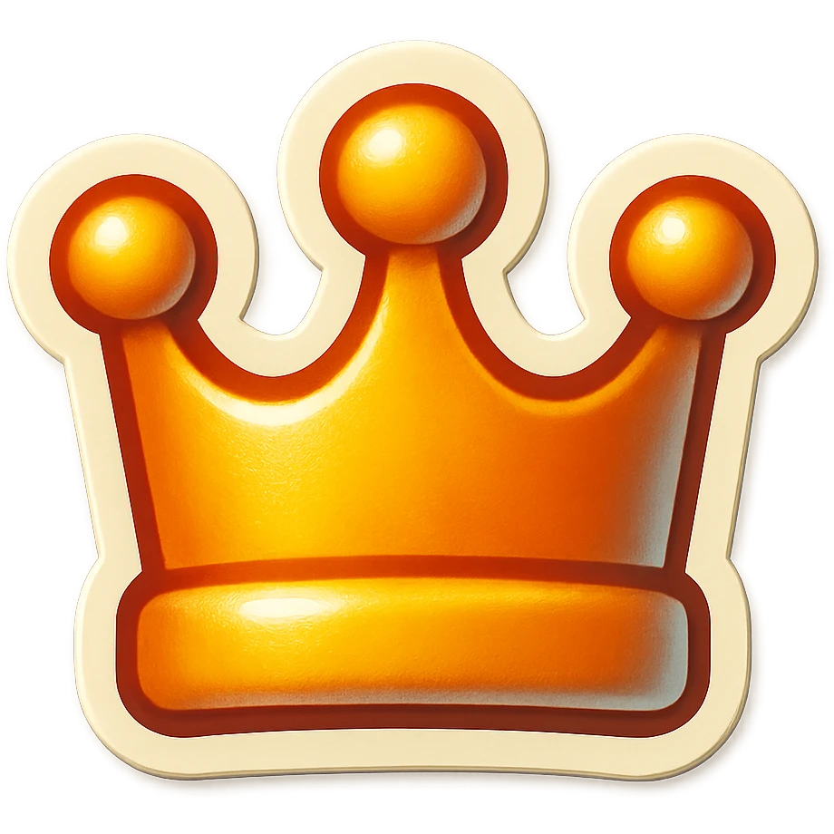 A crown emoji in the style of Apple emoji. emoji