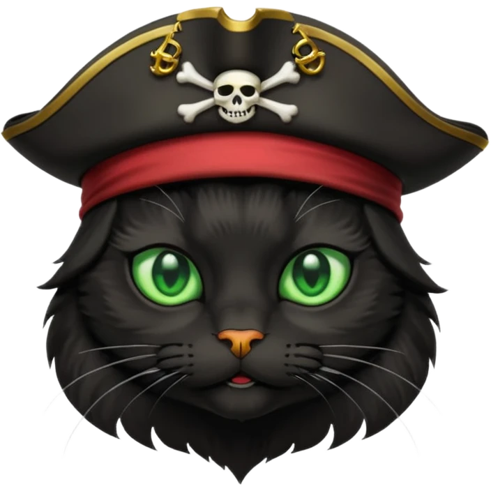 black cat with pirate hat emoji