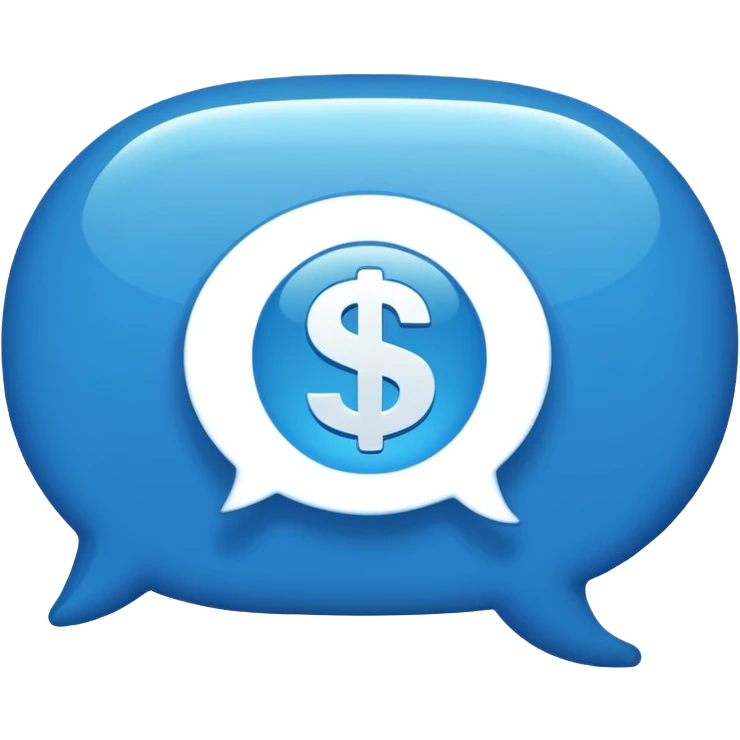 A classic, rounded chat bubble, like you’d see in a messaging app. Inside the bubble there is a clean, bold dollar sign ($) emoji