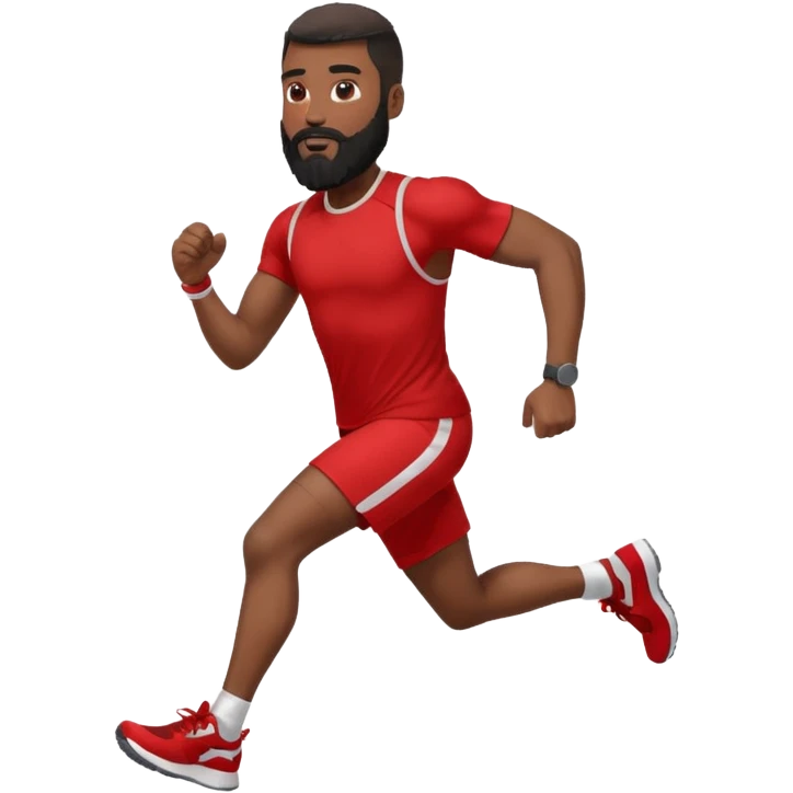 blackman with full beard running exercise sport red clothes emoji