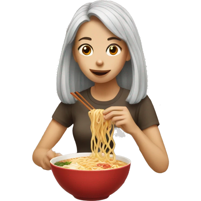 girl eating ramen  emoji