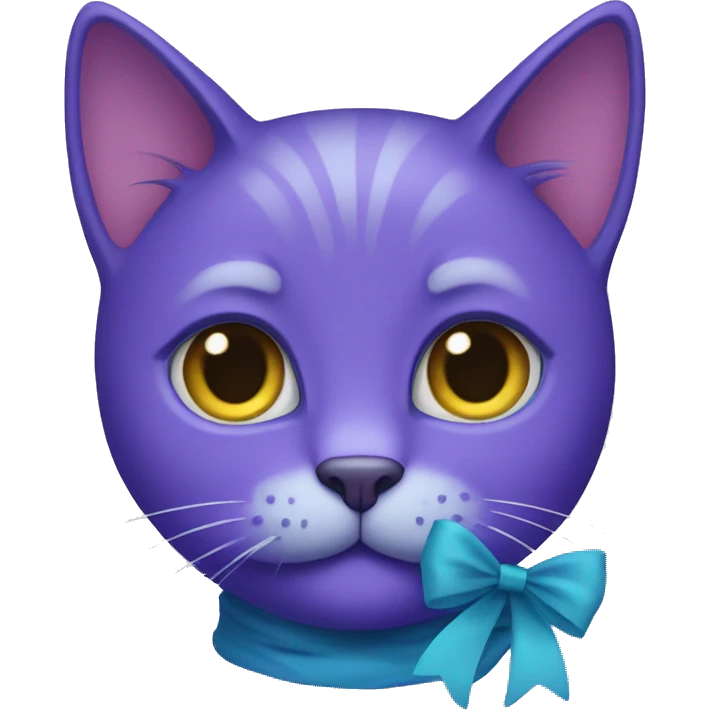 Purple cat with a blue bow  emoji