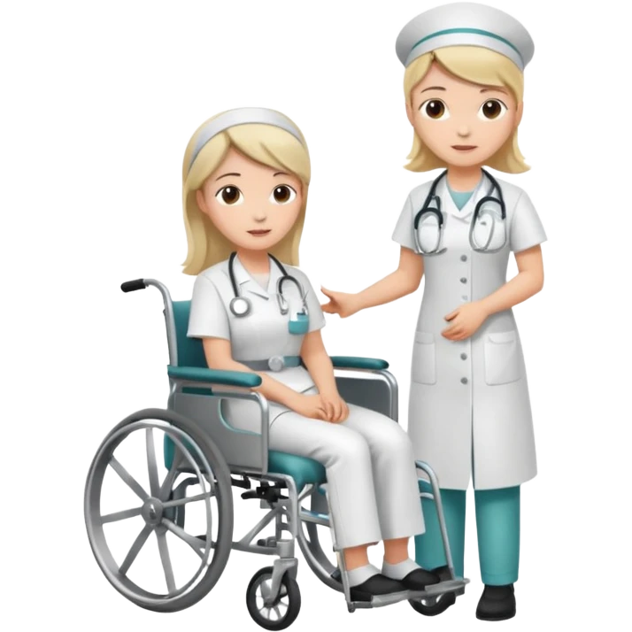 a nurse is taking care of a patient in wheelchair emoji