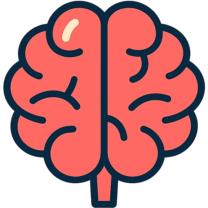 brain icon, clear outlines, strong shadows and highlights, psychosomatics and psychology theme, fun and not too complex emoji