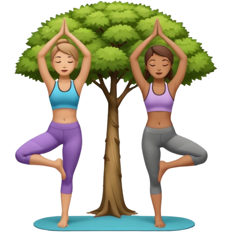 Two women doing yoga in tree pose  emoji