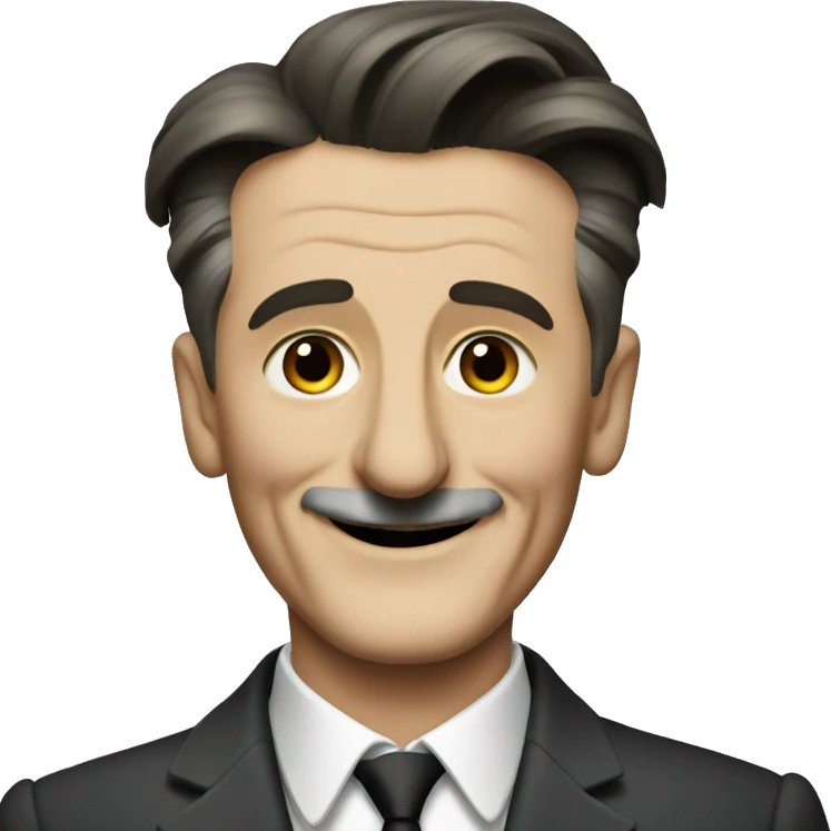 George Orwell smiling wearing a suit emoji
