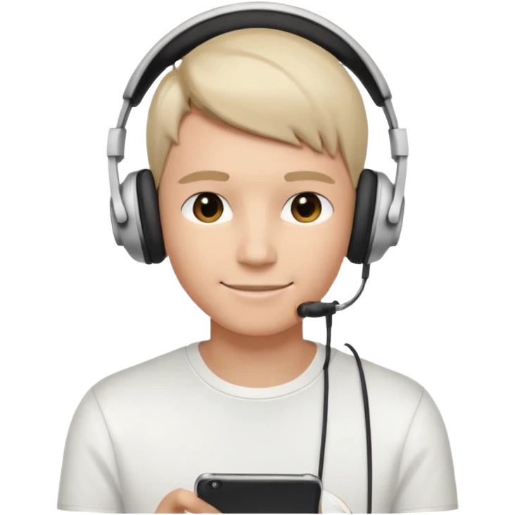 a person wearing headphone, having styleish haircut & wearing shirt of white colour emoji