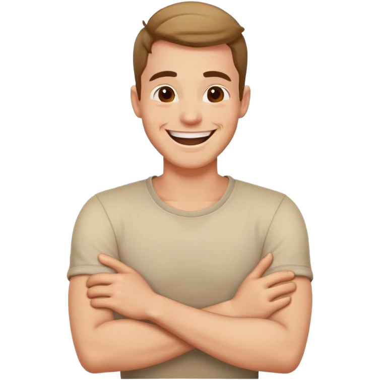arms crossed around neck laughing guy emoji