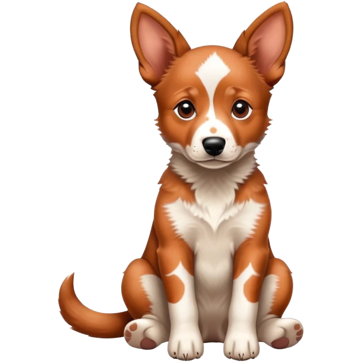 Cute red heeler puppy with floppy ears and spotted coat, sitting emoji