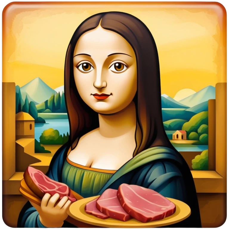 picasso abstract style art mona lisa SPAM MEAT painting  emoji