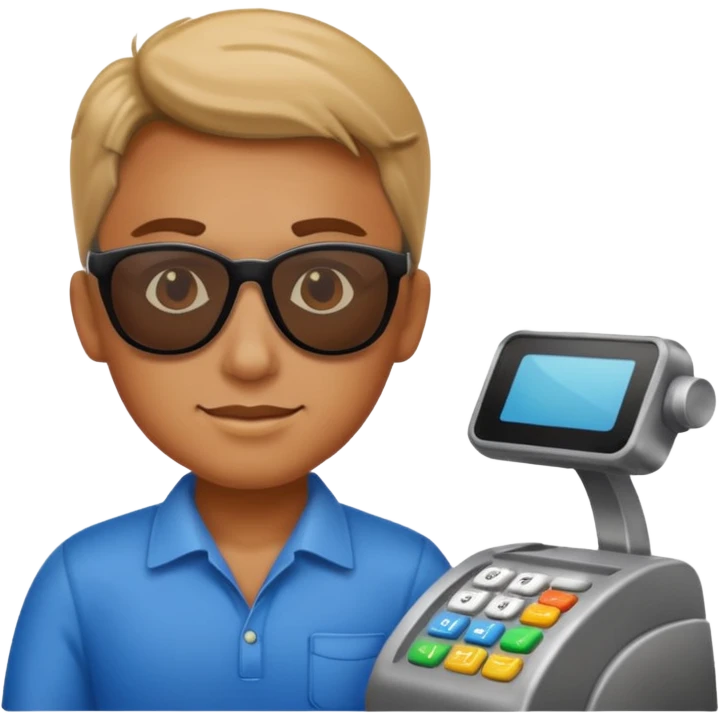Cashier wearing sunglasses emoji