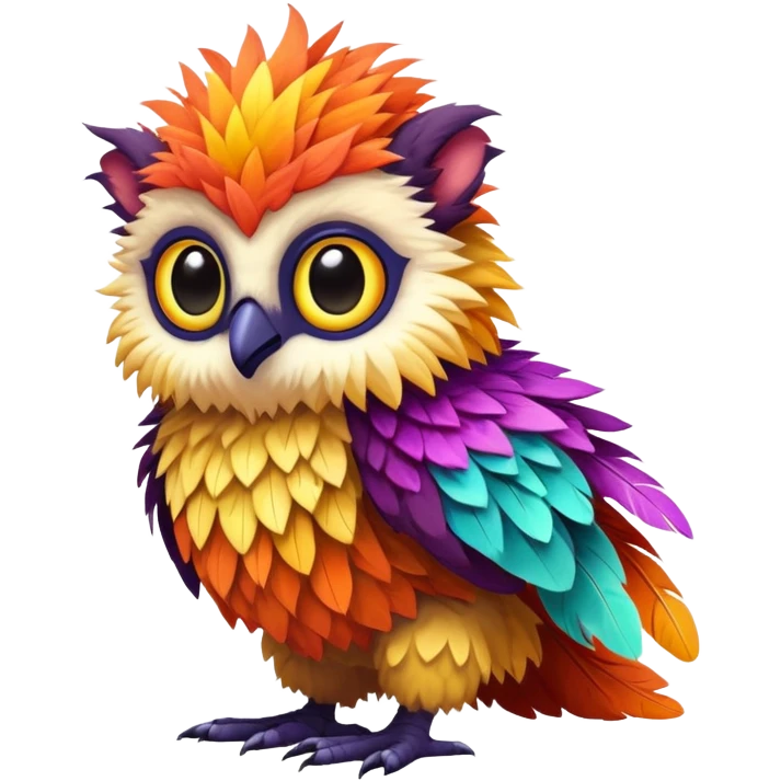 Exotic vibrant lush warm-colored Fakémon-Trico-creature (full body) emoji