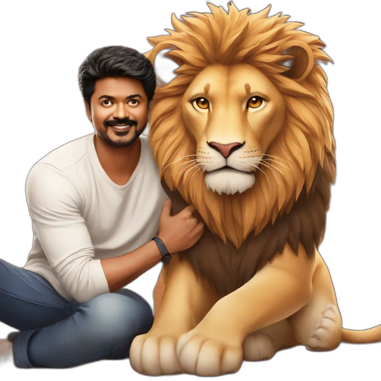 Thalapathy vijay with lion emoji