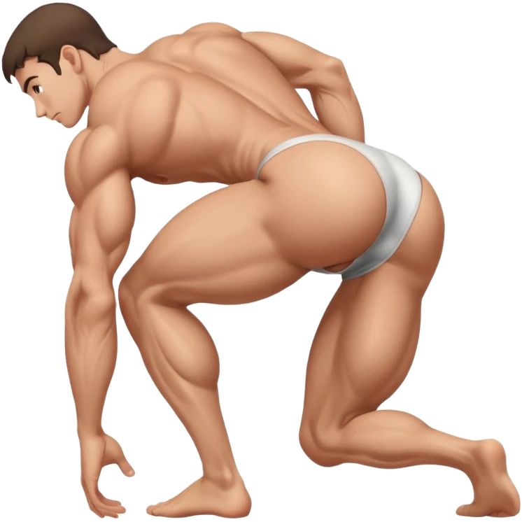 Guy bending over holding his butt showing his anus point of view from underneath emoji