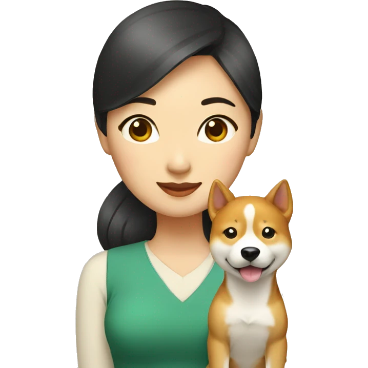Asian woman with Shiba Inu  emoji