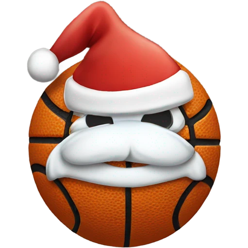 Basketball wearing Santa hat emoji