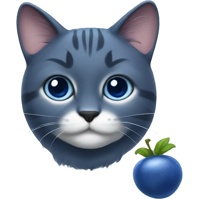 blue blueberry shaped cat  emoji
