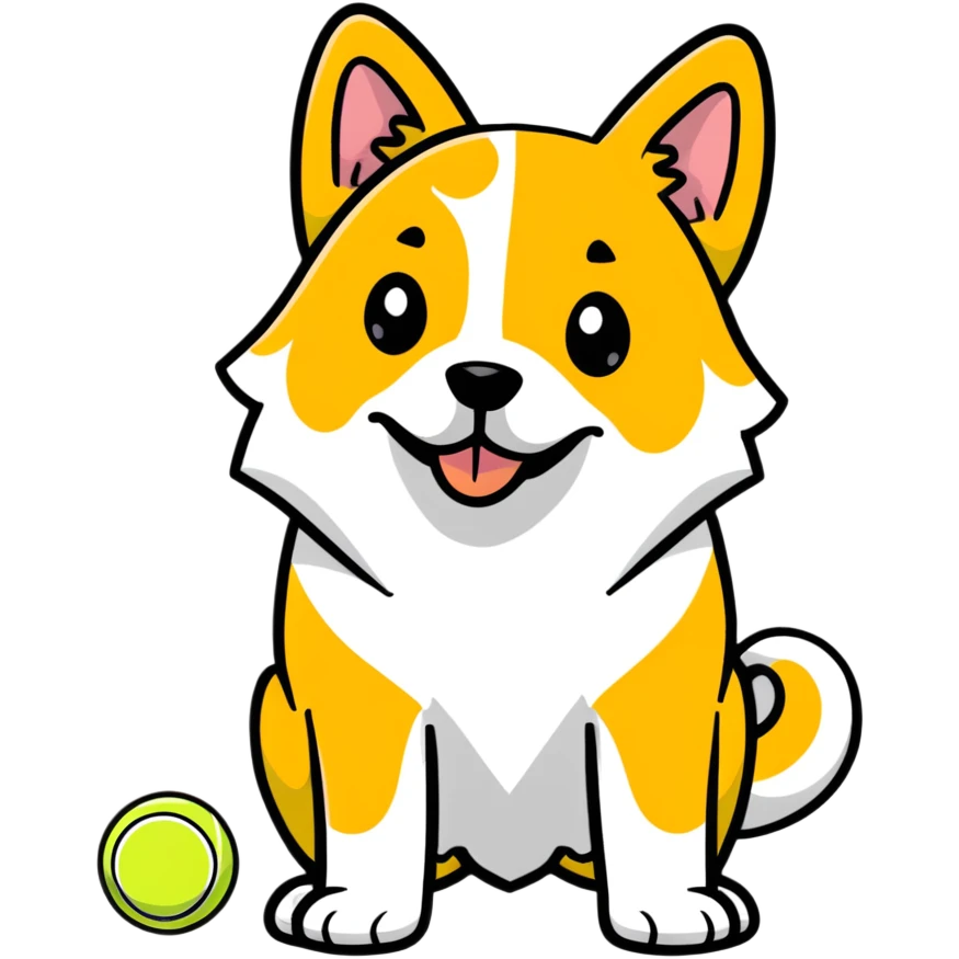 playful dog with tennis ball emoji