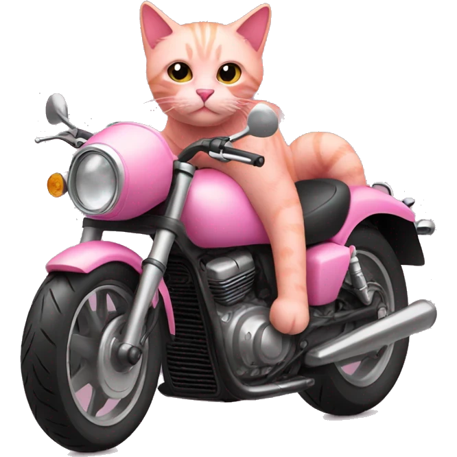 pink cat on a motorcycle  emoji