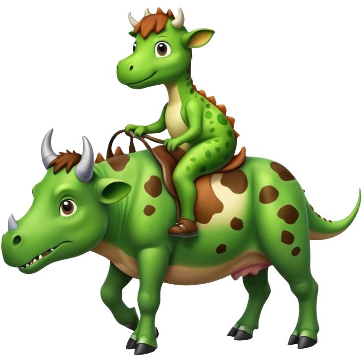 Dinosaur riding a cow emoji