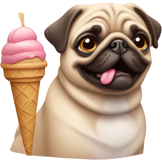 Pug with an ice cream emoji
