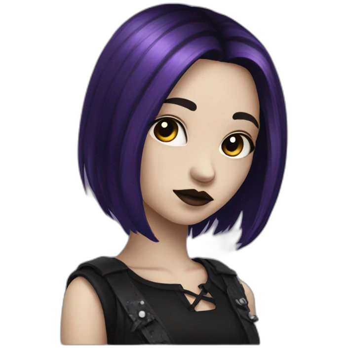 gothic girl long dark black and purple hair emoji