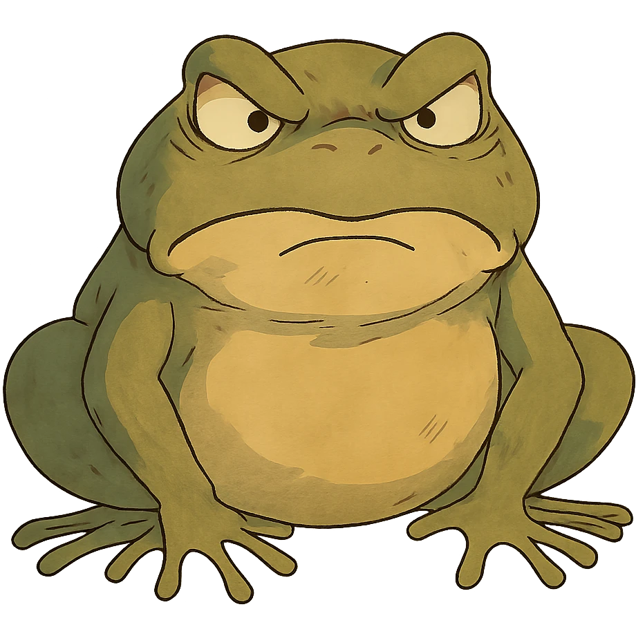 angry frog in ghibli style emoji