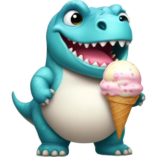 Fat baby Dino with ice cream emoji
