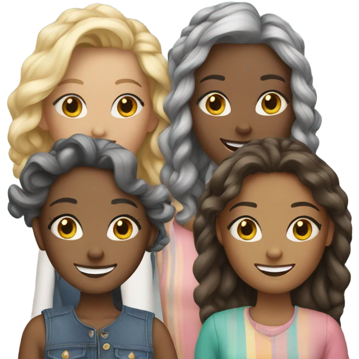 four stylish girls smiling outside emoji