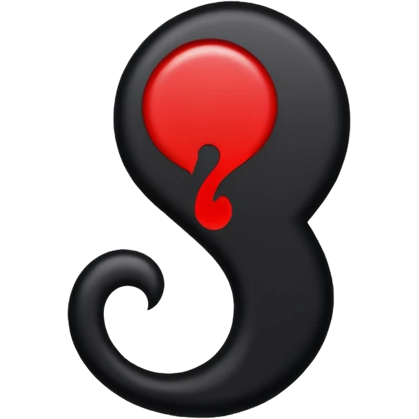 iOS sticker, dark mark, black shape, red dot, minimal emoji