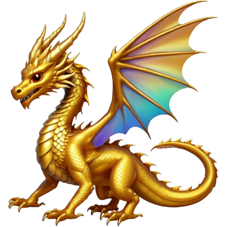 a golden dragon with two legs and two wings emoji