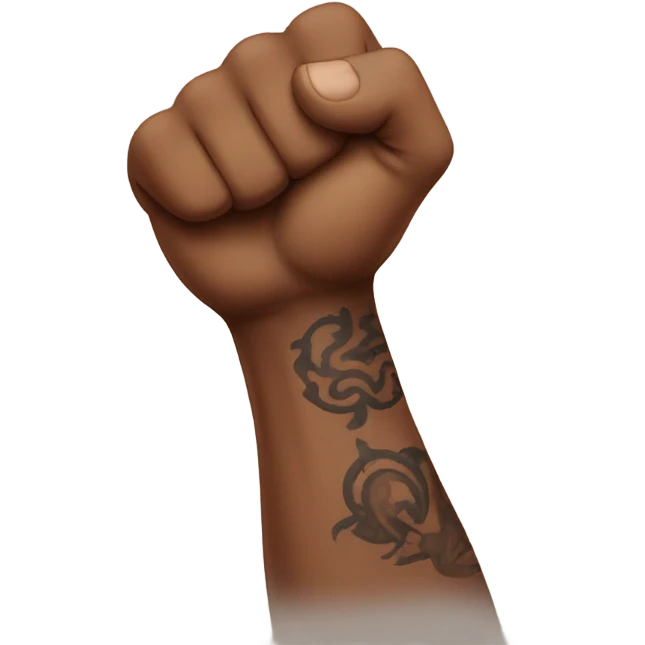 Flexing brown arm with tattoos emoji