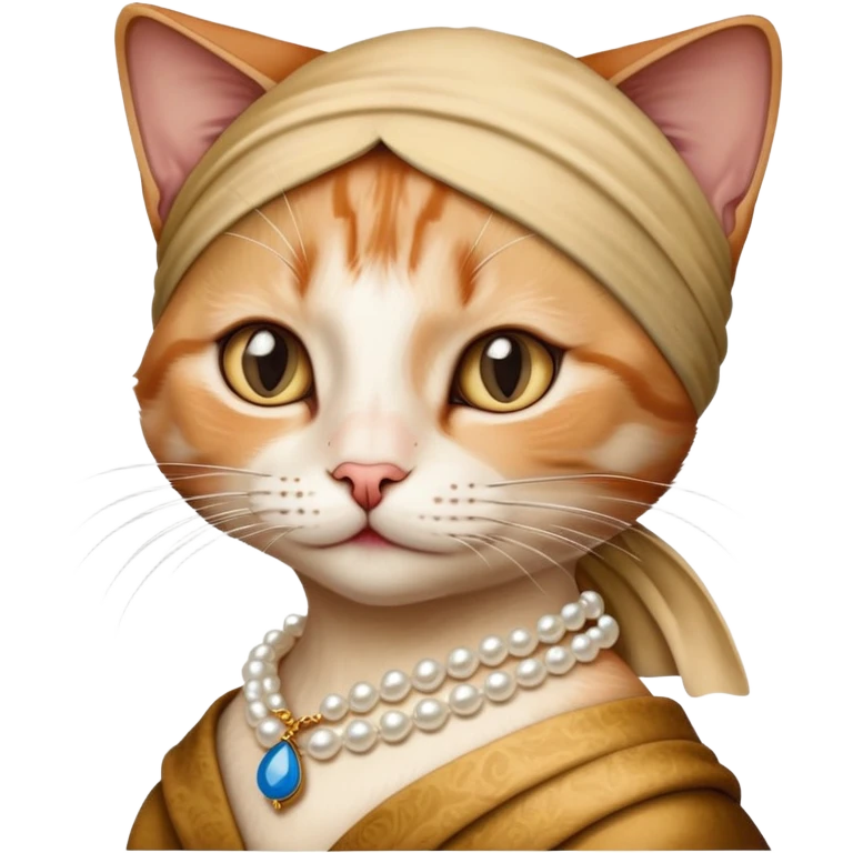 Cat drawn in the style of the girl with a pearl earring emoji