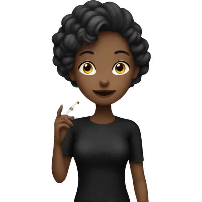 girl in black outfit indoors smoking  emoji