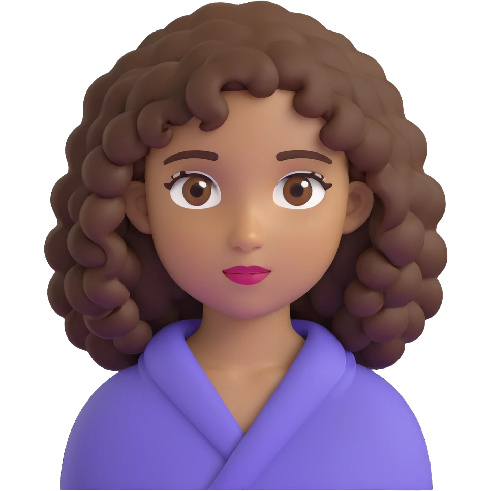 girl with curly brown hair, dark brown eyes, and brown skin emoji