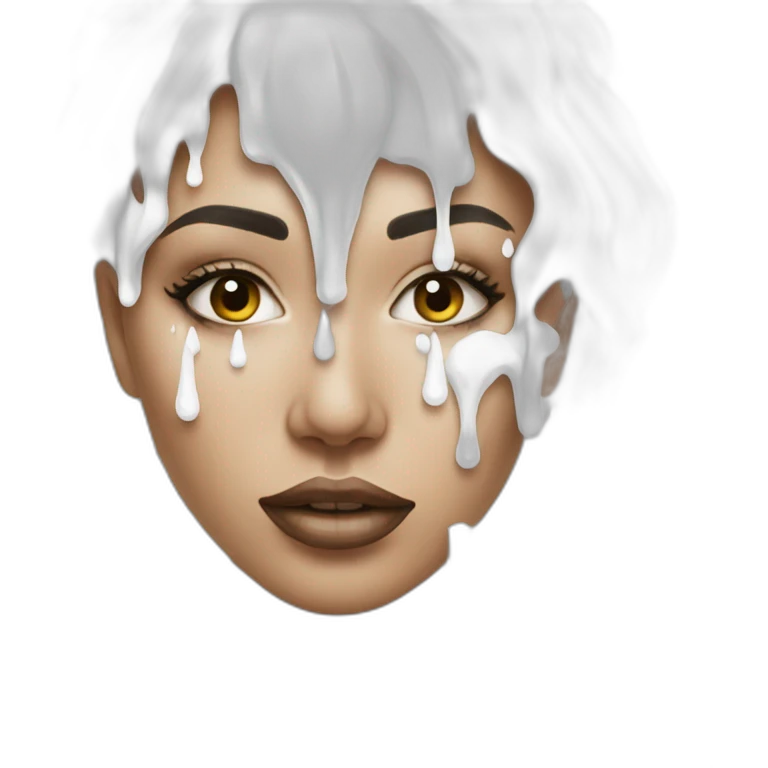 women with white paint drop driping on her face emoji