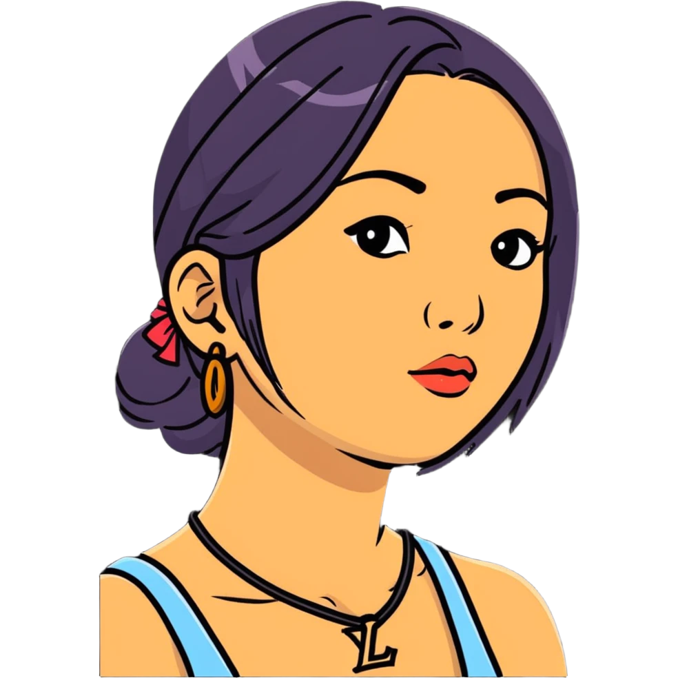 Asian woman with LV tattoo on left cheek emoji