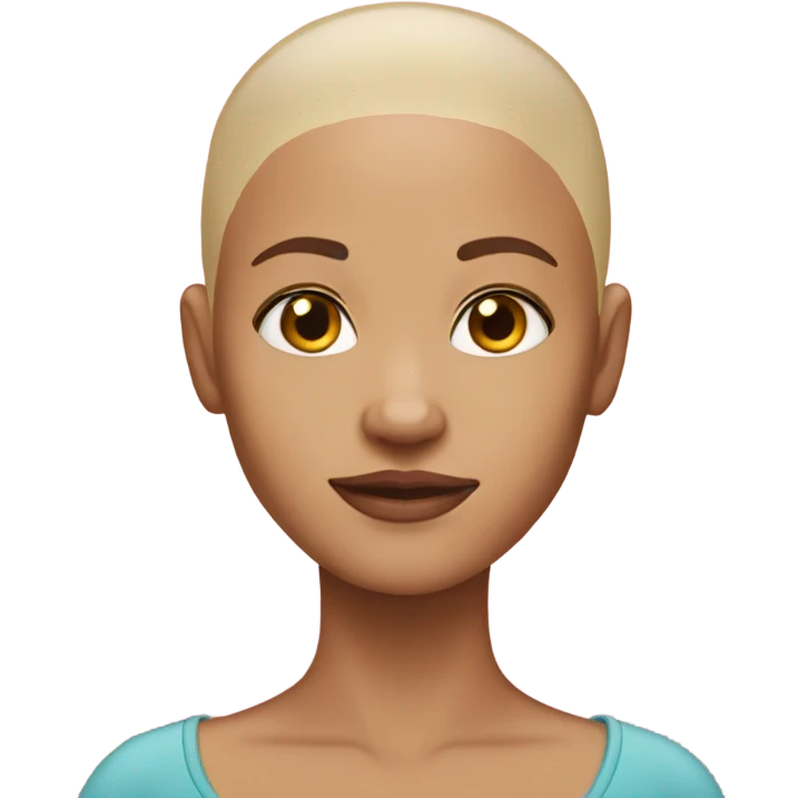 Light skin girl, with no hair, with a neck emoji