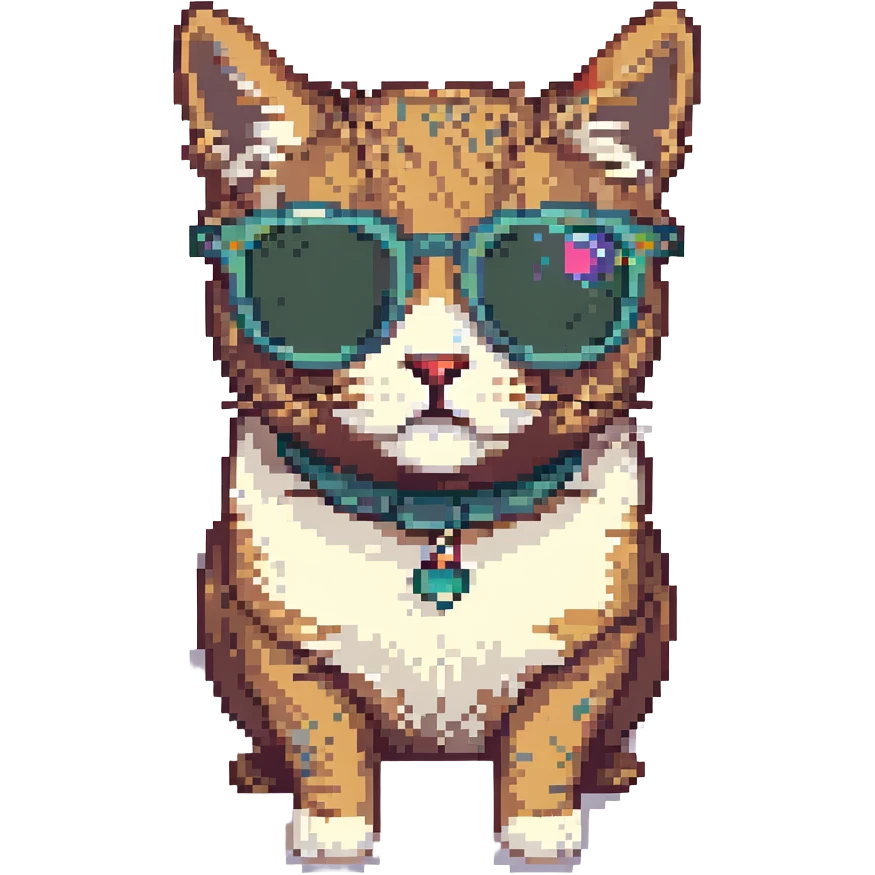 cat wearing sunglasses, retro and playful emoji