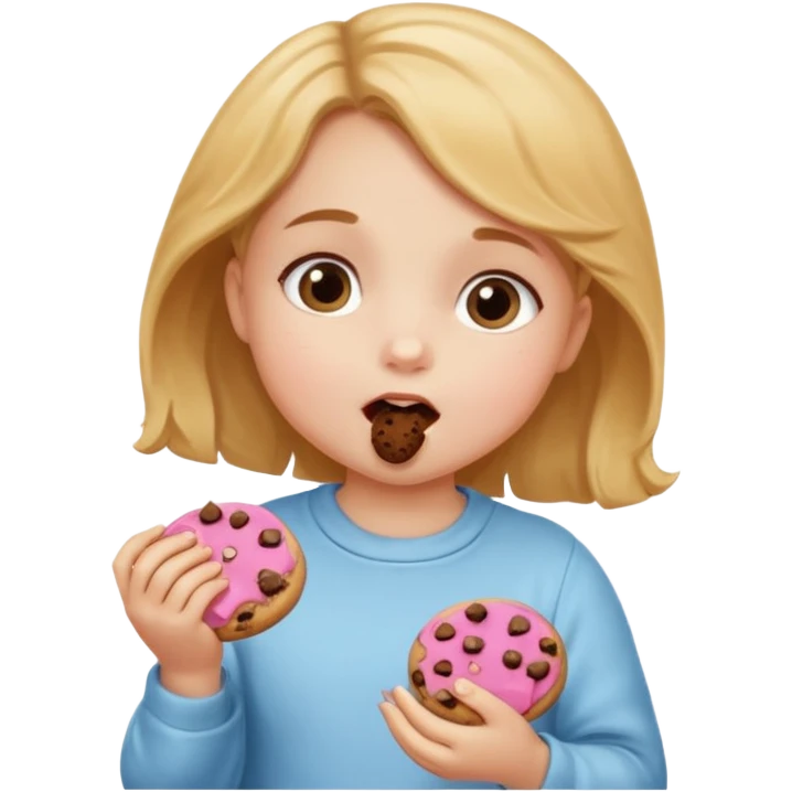 Baby girl eating cookies emoji