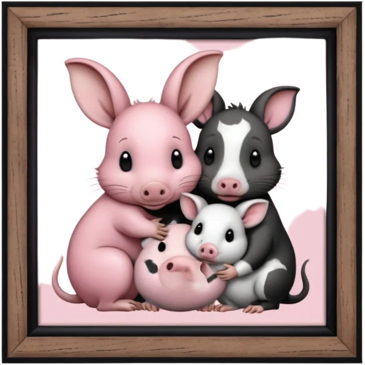 Home of rat, pig, cow, rabbit hugs emoji