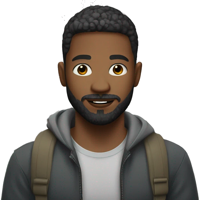 young man, 30 years old, with white skin and a beard, 1.70 tall in front of several houses emoji