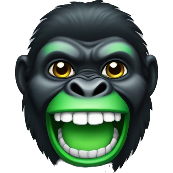 black gorilla smiling with green teeth  emoji