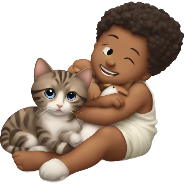 Baby with cat being besties  emoji